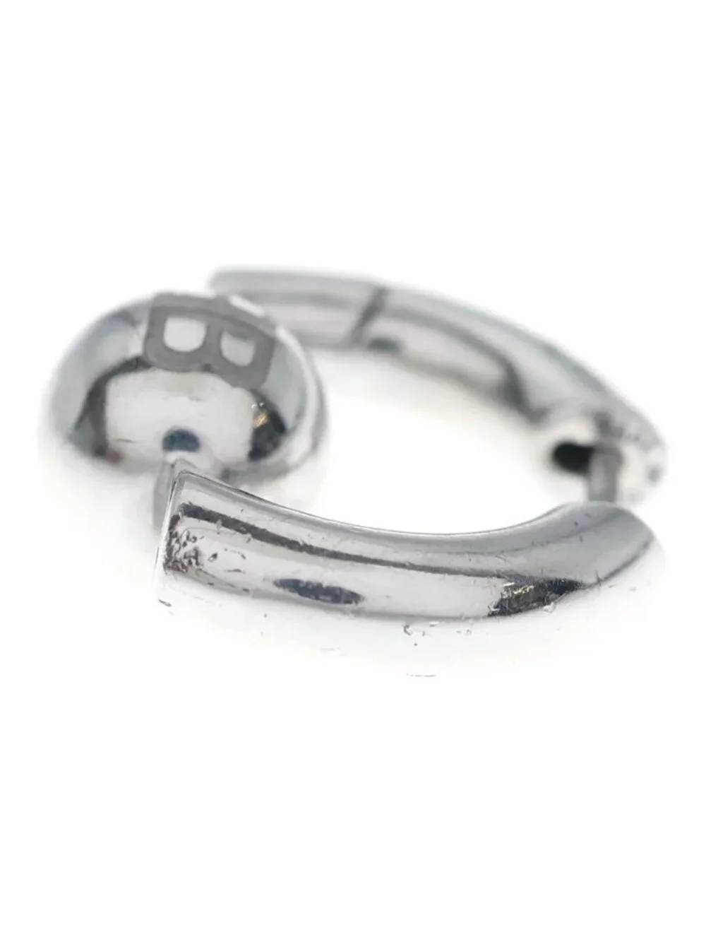 Balenciaga Cut XS Earrings BB Logo Hoop Silver